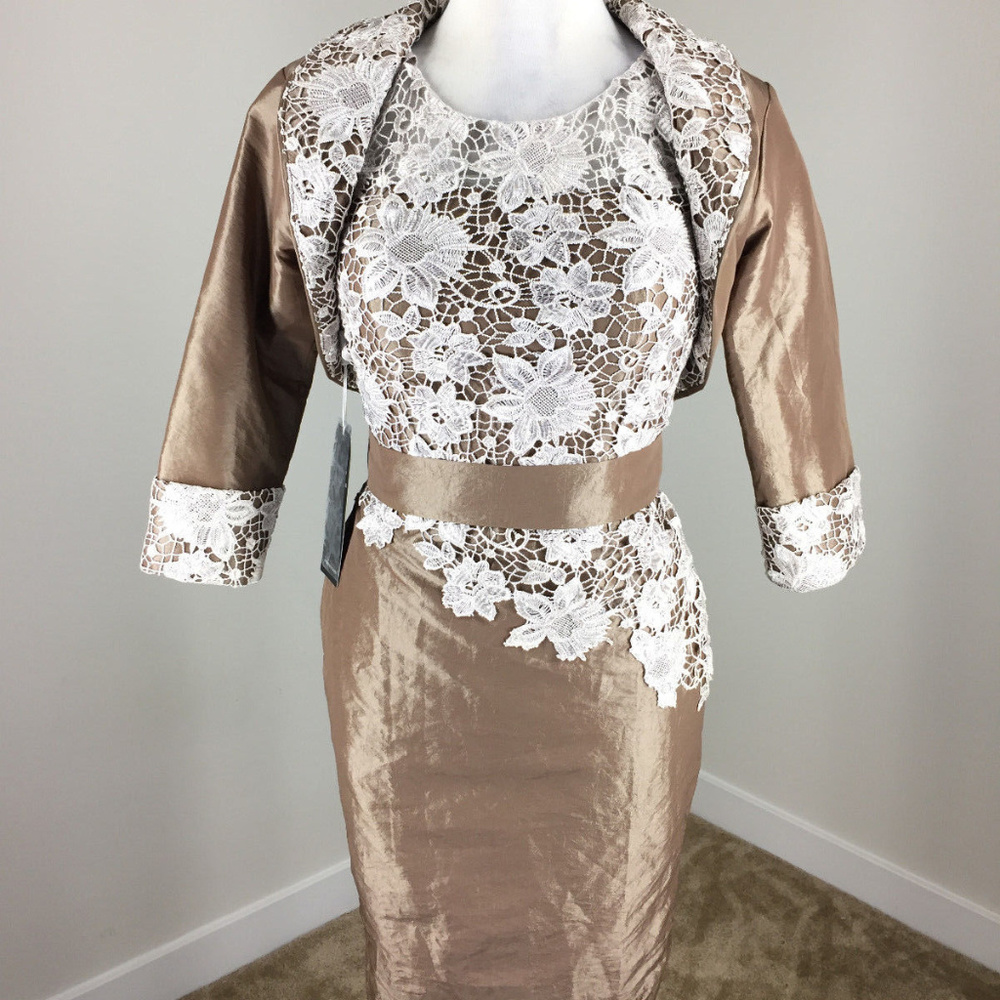 New Izidress Xs 2 Brown Cream Lace Dress Bolero